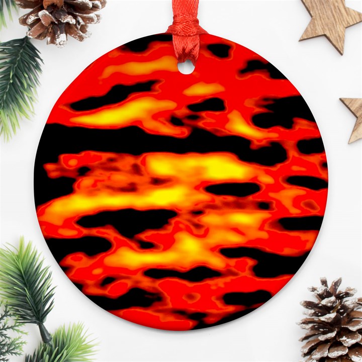 Red  Waves Abstract Series No17 Ornament (Round)