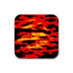 Red  Waves Abstract Series No17 Rubber Square Coaster (4 Pack) by DimitriosArt