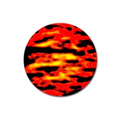 Red  Waves Abstract Series No17 Magnet 3  (round) by DimitriosArt