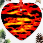 Red  Waves Abstract Series No17 Heart Ornament (Two Sides) Front