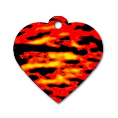 Red  Waves Abstract Series No17 Dog Tag Heart (one Side) by DimitriosArt