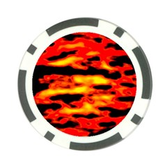 Red  Waves Abstract Series No17 Poker Chip Card Guard by DimitriosArt