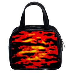 Red  Waves Abstract Series No17 Classic Handbag (two Sides) by DimitriosArt