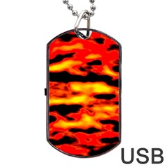 Red  Waves Abstract Series No17 Dog Tag Usb Flash (one Side) by DimitriosArt