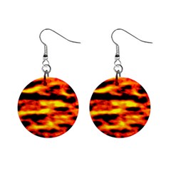 Red  Waves Abstract Series No18 Mini Button Earrings by DimitriosArt