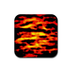 Red  Waves Abstract Series No18 Rubber Coaster (square) by DimitriosArt