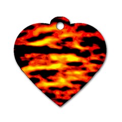 Red  Waves Abstract Series No18 Dog Tag Heart (one Side) by DimitriosArt