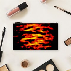 Red  Waves Abstract Series No18 Cosmetic Bag (small) by DimitriosArt