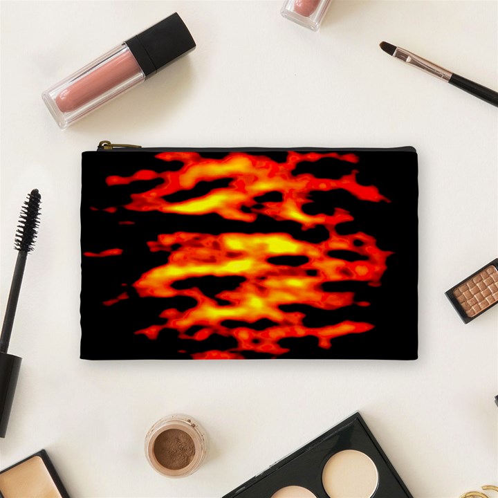 Red  Waves Abstract Series No18 Cosmetic Bag (Medium)