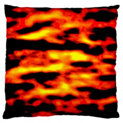 Red  Waves Abstract Series No18 Large Cushion Case (one Side) by DimitriosArt