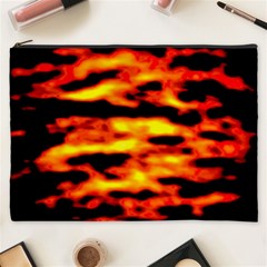 Red  Waves Abstract Series No18 Cosmetic Bag (xxxl) by DimitriosArt