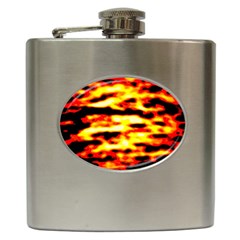 Red  Waves Abstract Series No19 Hip Flask (6 Oz) by DimitriosArt