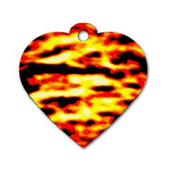 Red  Waves Abstract Series No19 Dog Tag Heart (one Side) by DimitriosArt