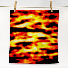 Red  Waves Abstract Series No19 Face Towel by DimitriosArt