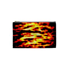 Red  Waves Abstract Series No19 Cosmetic Bag (small) by DimitriosArt