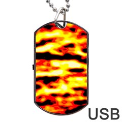 Red  Waves Abstract Series No19 Dog Tag Usb Flash (one Side) by DimitriosArt