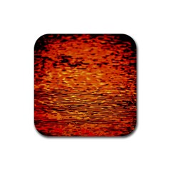 Red Waves Flow Series 1 Rubber Coaster (square) by DimitriosArt