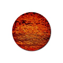 Red Waves Flow Series 1 Rubber Round Coaster (4 Pack) by DimitriosArt