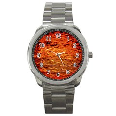 Red Waves Flow Series 1 Sport Metal Watch by DimitriosArt