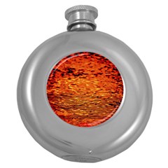 Red Waves Flow Series 1 Round Hip Flask (5 Oz) by DimitriosArt