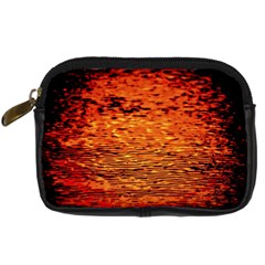 Red Waves Flow Series 1 Digital Camera Leather Case by DimitriosArt