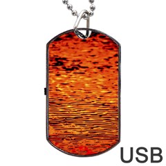 Red Waves Flow Series 1 Dog Tag Usb Flash (one Side) by DimitriosArt