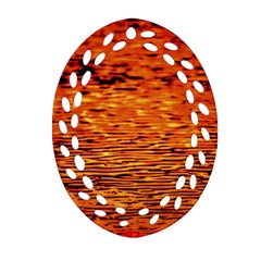 Red Waves Flow Series 1 Ornament (oval Filigree) by DimitriosArt