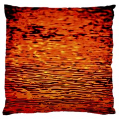 Red Waves Flow Series 1 Large Cushion Case (one Side) by DimitriosArt