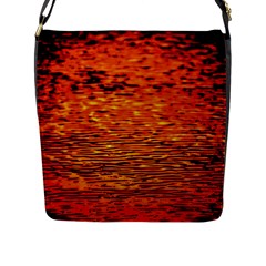 Red Waves Flow Series 1 Flap Closure Messenger Bag (l) by DimitriosArt