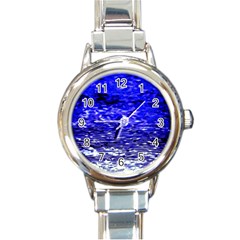 Blue Waves Flow Series 1 Round Italian Charm Watch by DimitriosArt