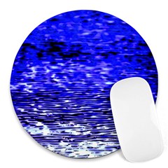 Blue Waves Flow Series 1 Round Mousepads by DimitriosArt