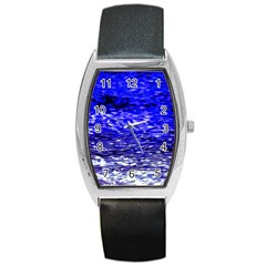 Blue Waves Flow Series 1 Barrel Style Metal Watch by DimitriosArt