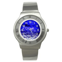 Blue Waves Flow Series 1 Stainless Steel Watch by DimitriosArt