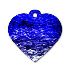 Blue Waves Flow Series 1 Dog Tag Heart (one Side) by DimitriosArt