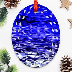 Blue Waves Flow Series 1 Ornament (oval Filigree) by DimitriosArt