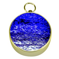 Blue Waves Flow Series 1 Gold Compasses by DimitriosArt