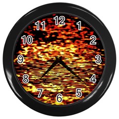 Yellow Waves Flow Series 1 Wall Clock (black) by DimitriosArt