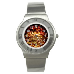 Yellow Waves Flow Series 1 Stainless Steel Watch by DimitriosArt