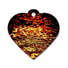 Yellow Waves Flow Series 1 Dog Tag Heart (two Sides) by DimitriosArt