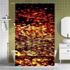 Yellow Waves Flow Series 1 Shower Curtain 48  X 72  (small)  by DimitriosArt