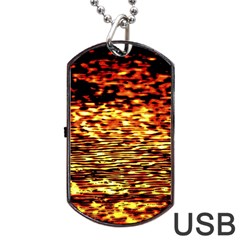 Yellow Waves Flow Series 1 Dog Tag Usb Flash (two Sides) by DimitriosArt