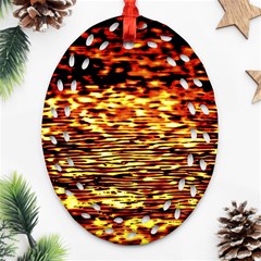 Yellow Waves Flow Series 1 Ornament (oval Filigree) by DimitriosArt