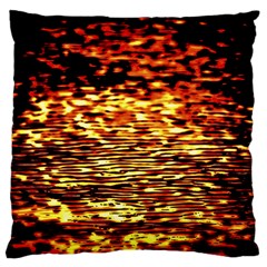 Yellow Waves Flow Series 1 Large Cushion Case (two Sides) by DimitriosArt