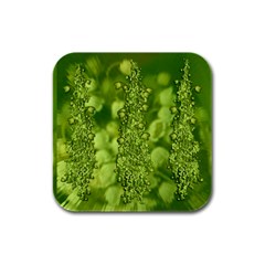 Green Fresh  Lilies Of The Valley The Return Of Happiness So Decorative Rubber Square Coaster (4 Pack) by pepitasart