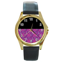 Floral Round Gold Metal Watch by Sparkle