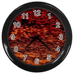 Red Waves Flow Series 2 Wall Clock (black) by DimitriosArt