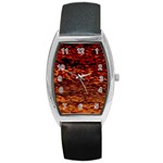 Red Waves Flow Series 2 Barrel Style Metal Watch Front