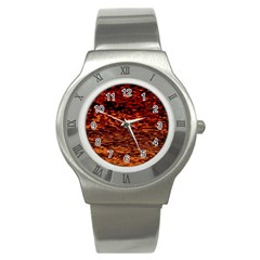 Red Waves Flow Series 2 Stainless Steel Watch by DimitriosArt