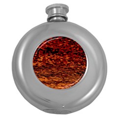 Red Waves Flow Series 2 Round Hip Flask (5 Oz) by DimitriosArt