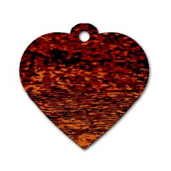 Red Waves Flow Series 2 Dog Tag Heart (two Sides) by DimitriosArt